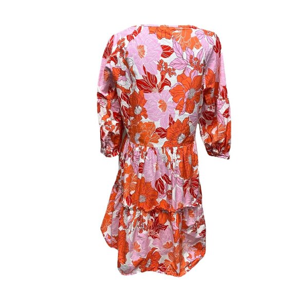 C&A Floral Womens Knee Length Dress Sz 10 Tiered Cottage Garden Church‎ Cotton - Picture 4 of 7